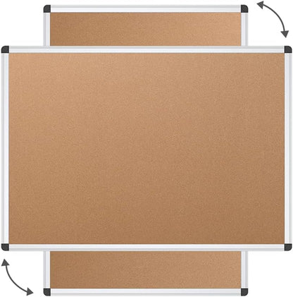 VIZ-PRO Cork Bulletin Board – 36"x24" with Silver Aluminum Frame