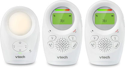 VTech DM1211-2 Digital Audio Baby Monitor – 2 Parent Units, Night Light, Silver & White