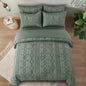 WONGS BEDDING Green Tufted Comforter Set – 7-Piece Queen Bed in a Bag, Microfiber Boho Bedding