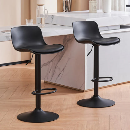 YOUNIKE Set of 2 Industrial Modern Adjustable Swivel Bar Stools – Black