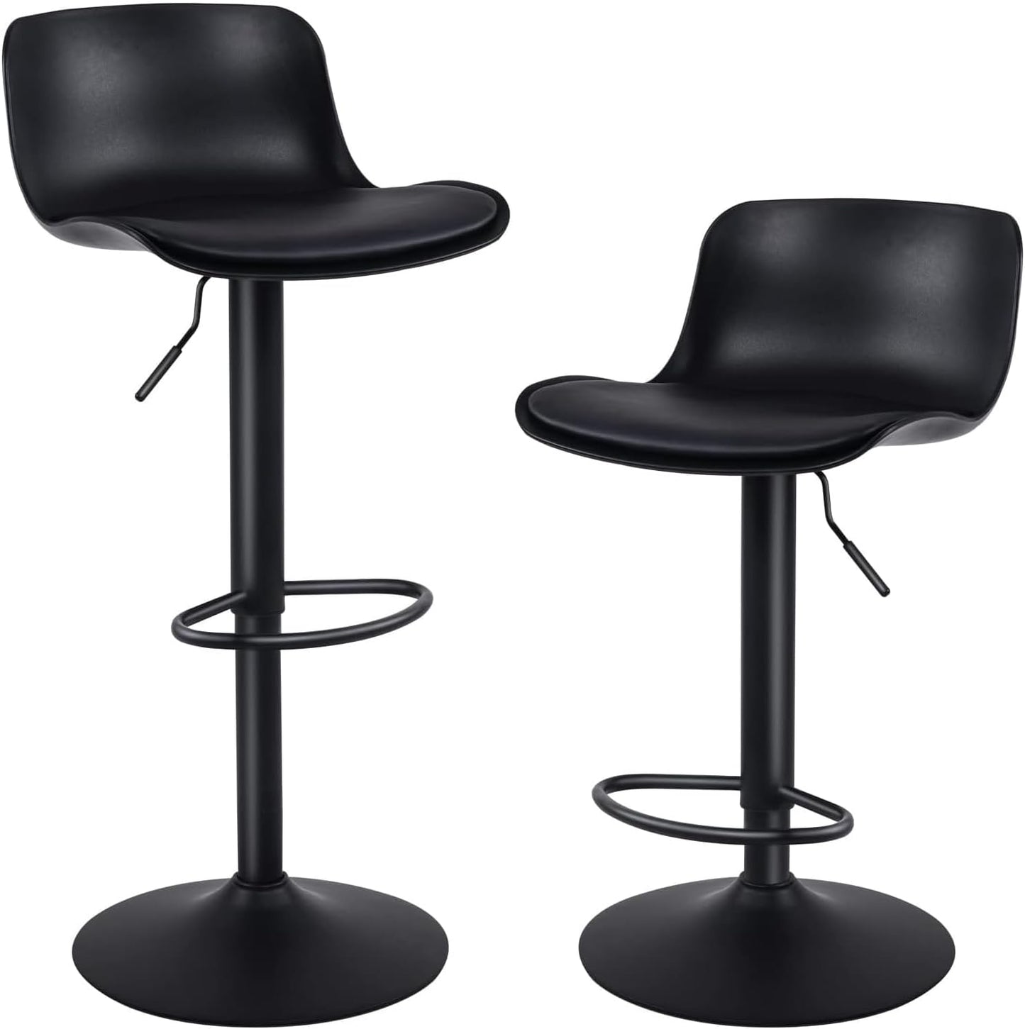 YOUNIKE Set of 2 Industrial Modern Adjustable Swivel Bar Stools – Black