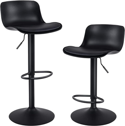 YOUNIKE Set of 2 Industrial Modern Adjustable Swivel Bar Stools – Black