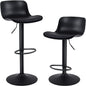 YOUNIKE Set of 2 Industrial Modern Adjustable Swivel Bar Stools – Black