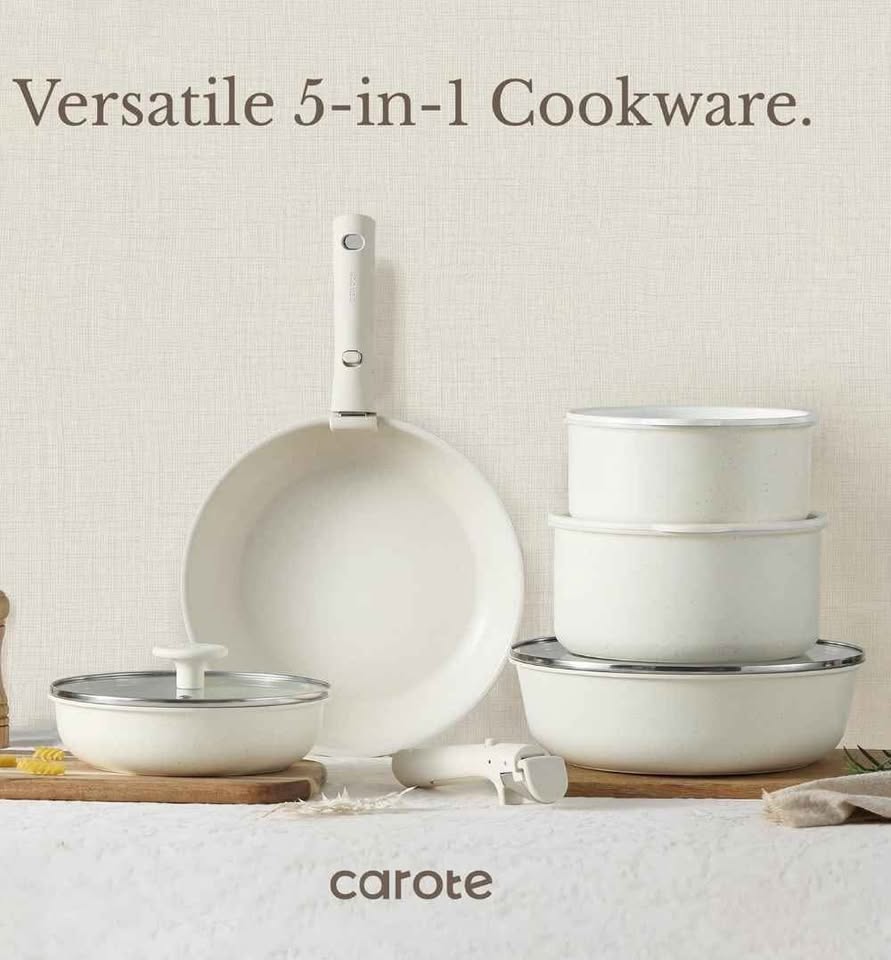 CAROTE 11pcs Pots and Pans Set, Nonstick Cookware Sets Detachable Handle