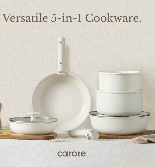 CAROTE 11pcs Pots and Pans Set, Nonstick Cookware Sets Detachable Handle