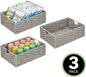 mDesign Hyacinth Braided Woven Kitchen Basket Bins – Set of 3, Gray Wash